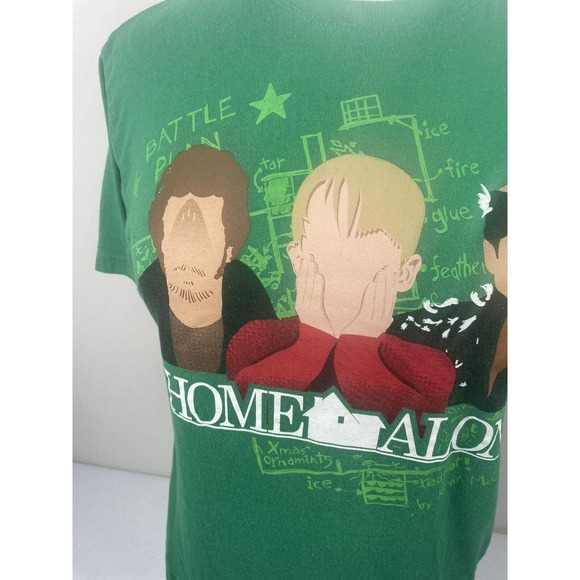 Home Alone Kevin McCallister Marv Hary T-Shirt Med Battle Plan Map Wet Bandits - Picture 2 of 5